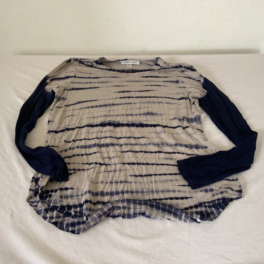Karen Kane Blue Oatmeal Tie Dye Long Sleeve Crew Top Women's Size XL Comfort